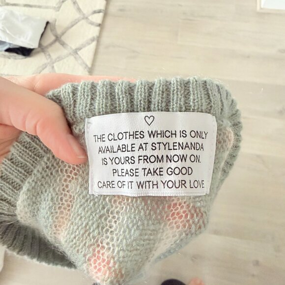 SWEATER VEST sage green and cream stripes vintage special piece size M NWOT - Picture 5 of 6